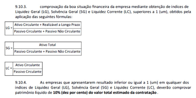 Índices de liquidez e solvência para participação em licitações – LCT ...